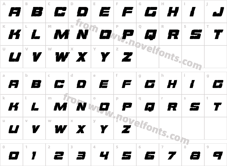 Ore Crusher ItalicCharacter Map