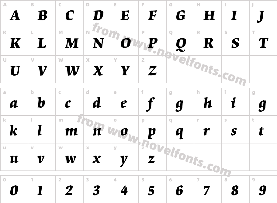 OrigamiStd-BoldItalicCharacter Map