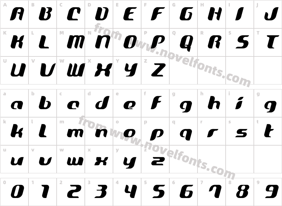 Oriole-ItalicCharacter Map