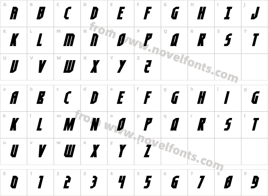 Orion Prime Wide ItalicCharacter Map