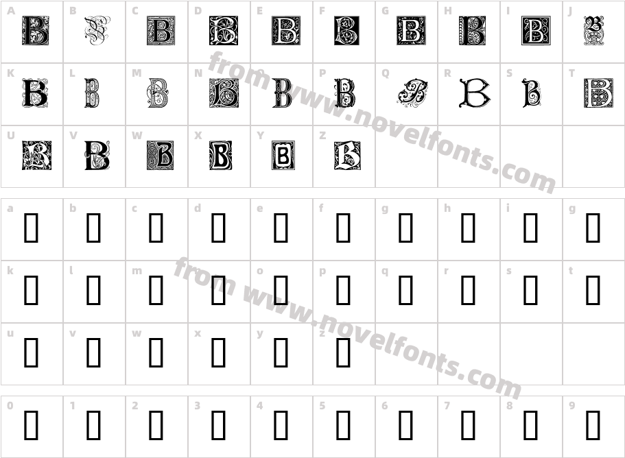 Ornamental Initials BCharacter Map