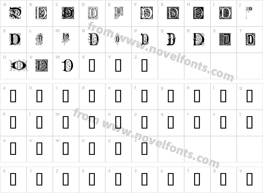 Ornamental Initials DCharacter Map