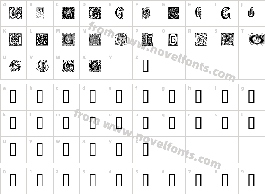 Ornamental Initials GCharacter Map