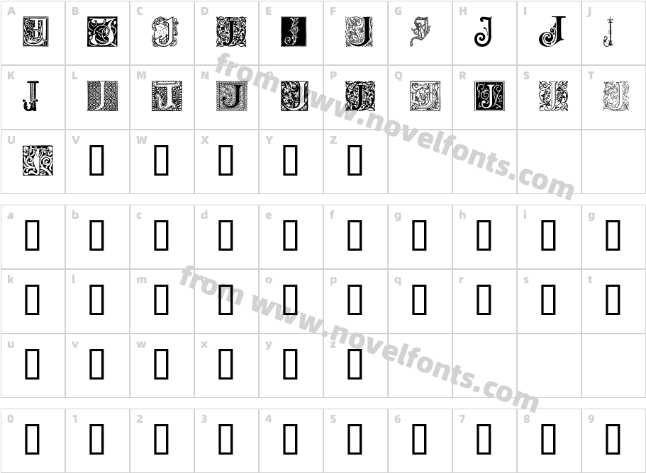 Ornamental Initials JCharacter Map