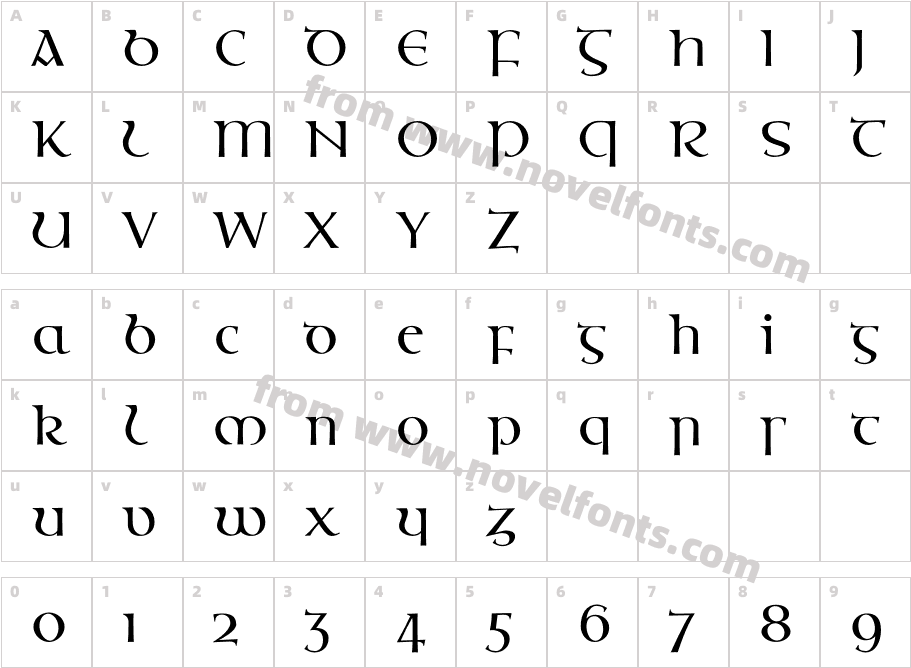 OssianEF-RegularAlternateCharacter Map