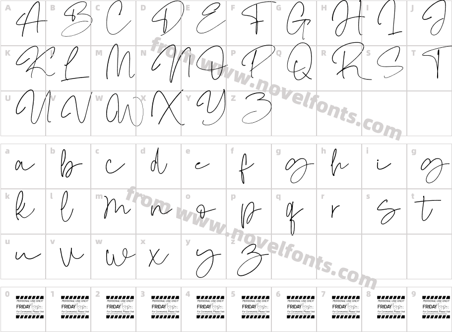 Otegan Signature Script RegulerCharacter Map