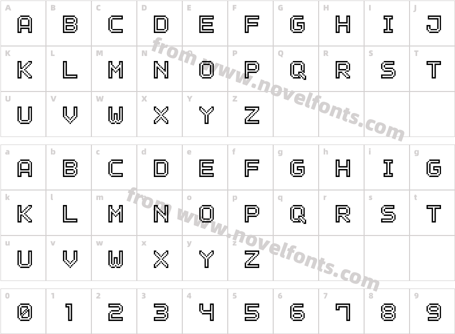 Outline Pixel-7Character Map