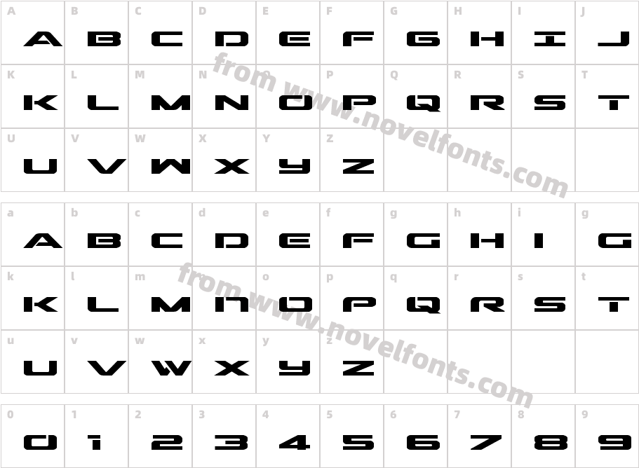 Outrider BoldCharacter Map