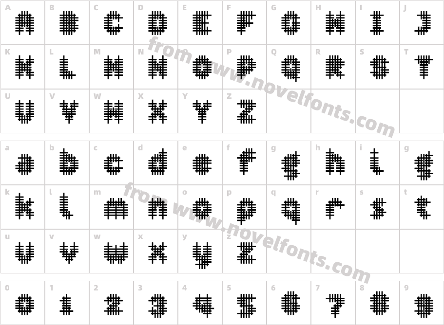 Overcross BoldCharacter Map