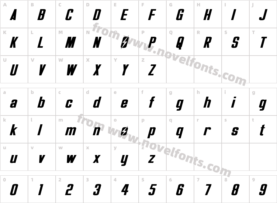 Overseer ItalicCharacter Map