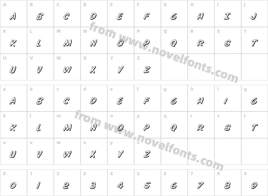 Overstreet Bible 3D ItalicCharacter Map