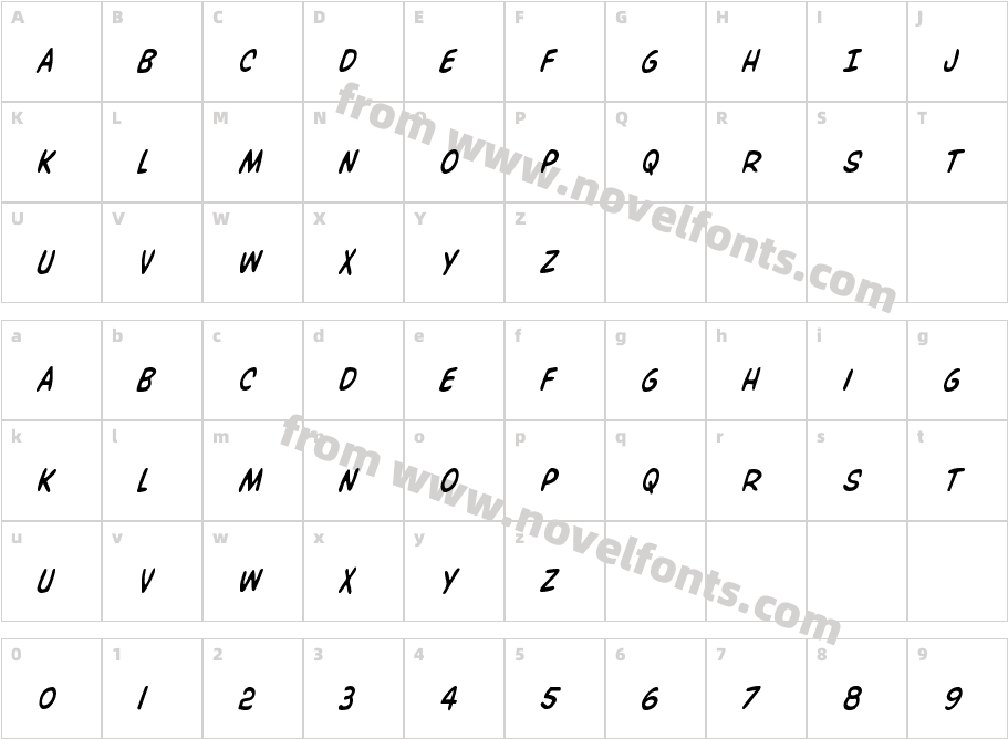 Overstreet Bible Condensed ItalicCharacter Map