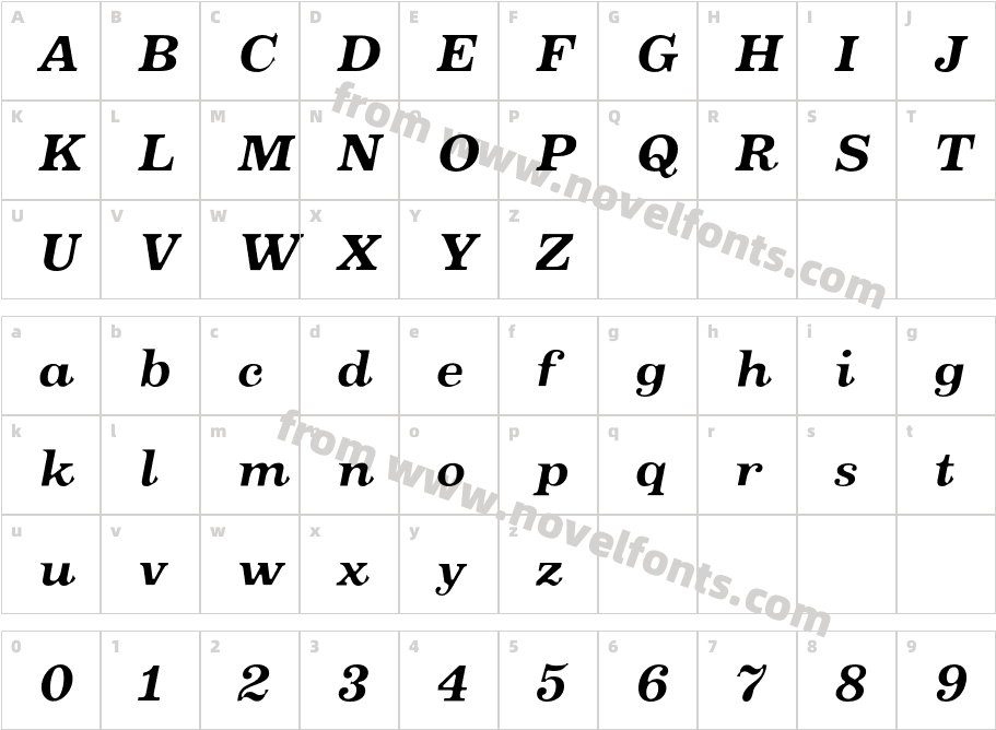 Oxtail-BoldItalicCharacter Map