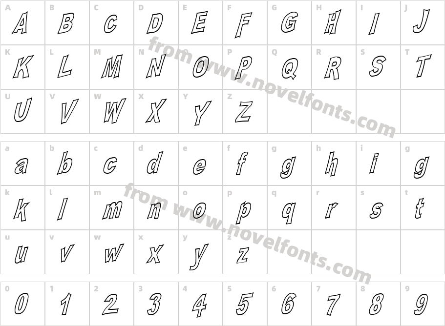 PLATSCH 2 outlineCharacter Map