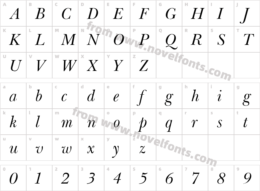 Pasma ItalicCharacter Map