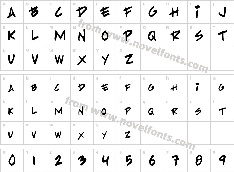 PP Handwriting NormalCharacter Map