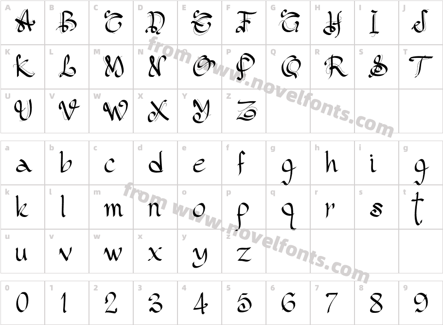 PW Gothic StyleCharacter Map