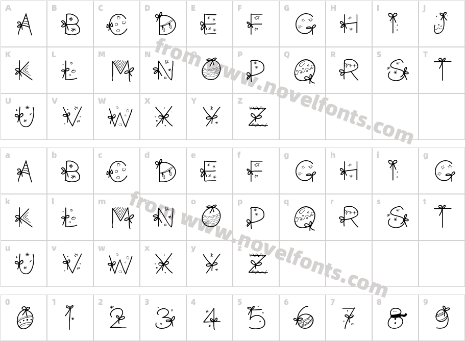 PWChristmasfontCharacter Map
