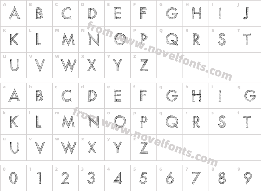 PWScratchedfontCharacter Map