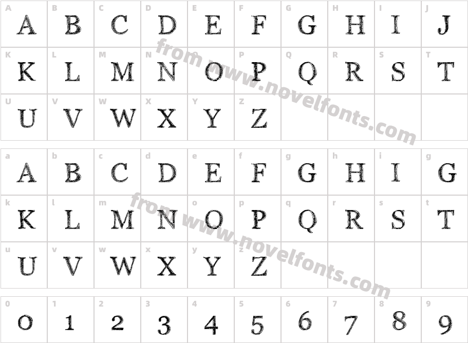 PWSerifScratchCharacter Map