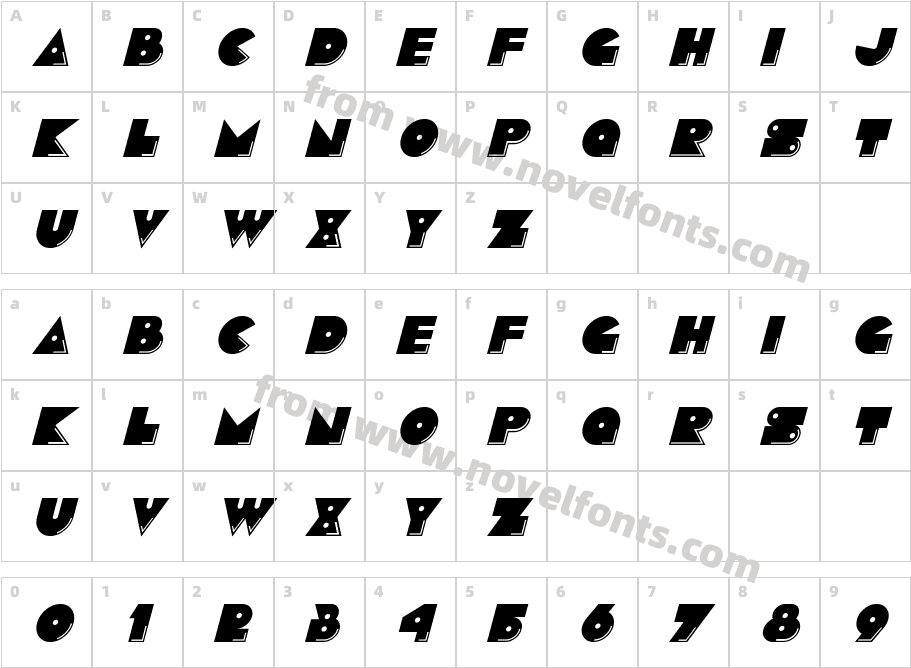 Pacmania ItalicCharacter Map