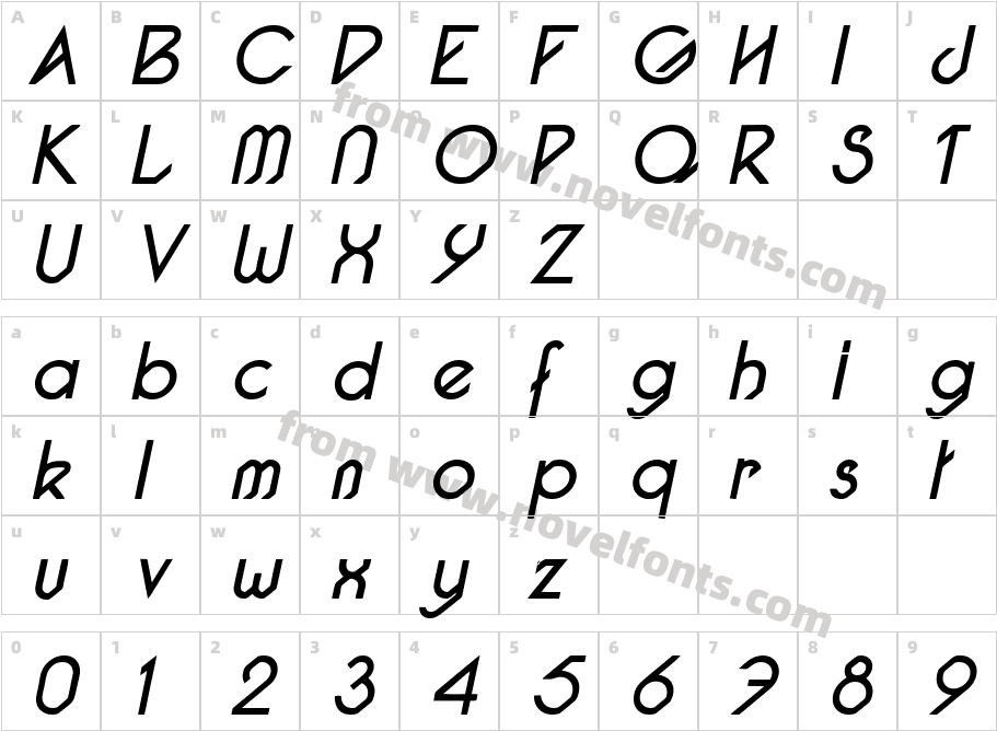 Pacotilleital regularCharacter Map