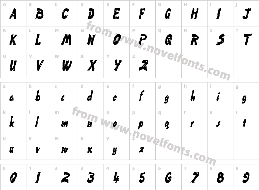 Paint-Condensed ItalicCharacter Map