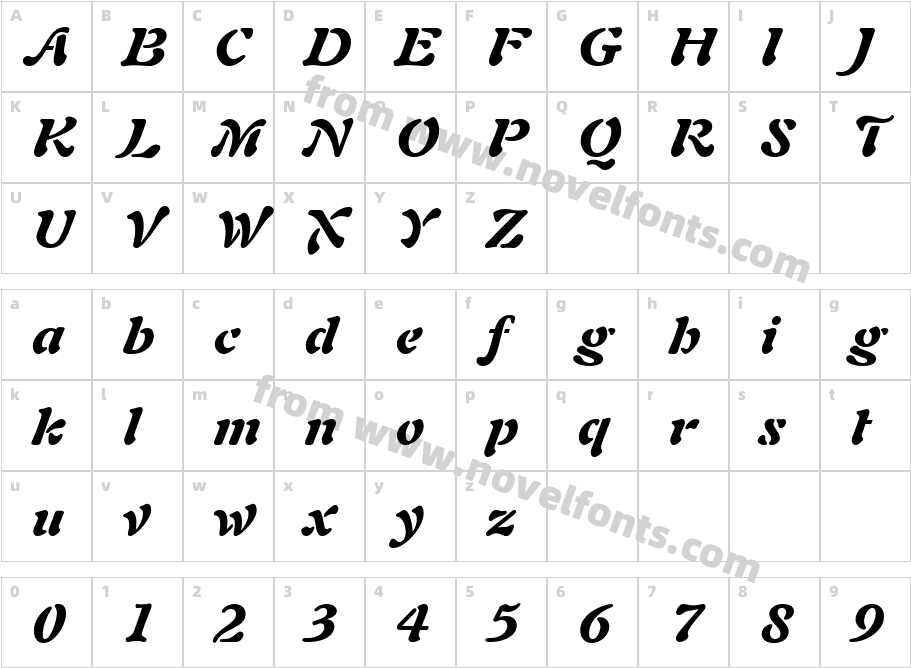 Palette Black SSi Black ItalicCharacter Map