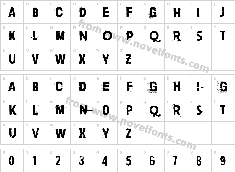 Paljain jaloinCharacter Map