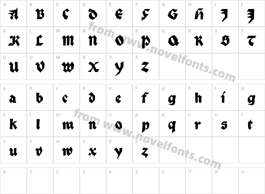 Palmona-RegularreducedCharacter Map