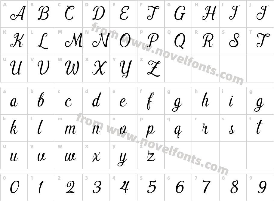 Pamega ScriptCharacter Map