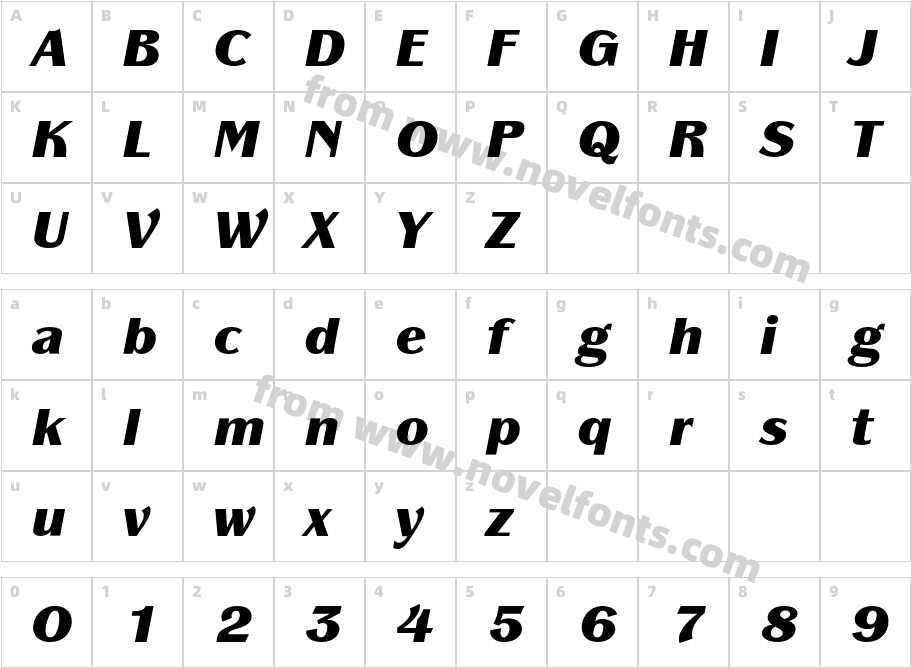 PanacheITCStd-BlackItalicCharacter Map