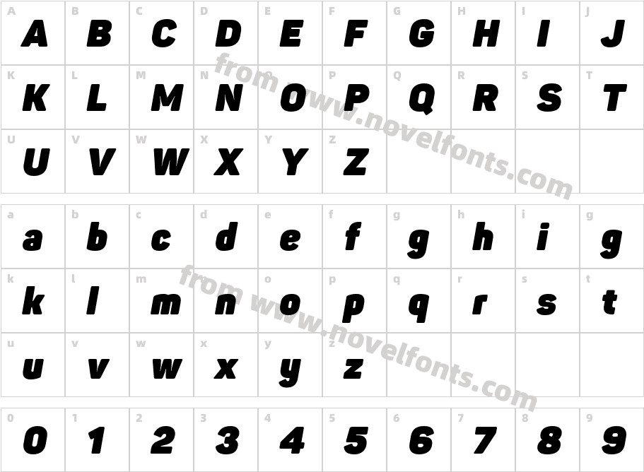 Panton-Trial Heavy ItalicCharacter Map