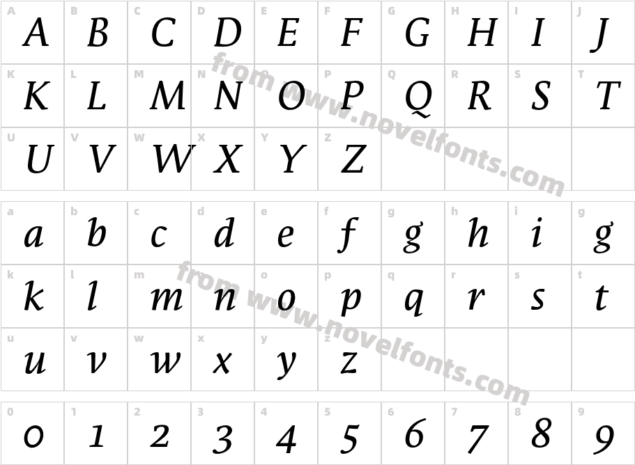 Parable-RegularItalicCharacter Map