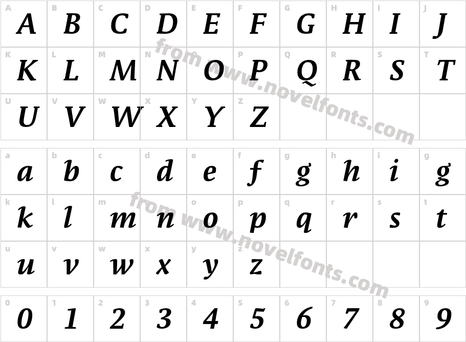 ParableLF-BoldItalicCharacter Map