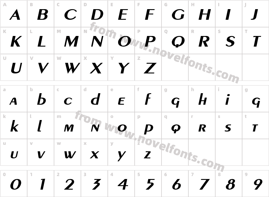 Pare Wide BoldItalicCharacter Map