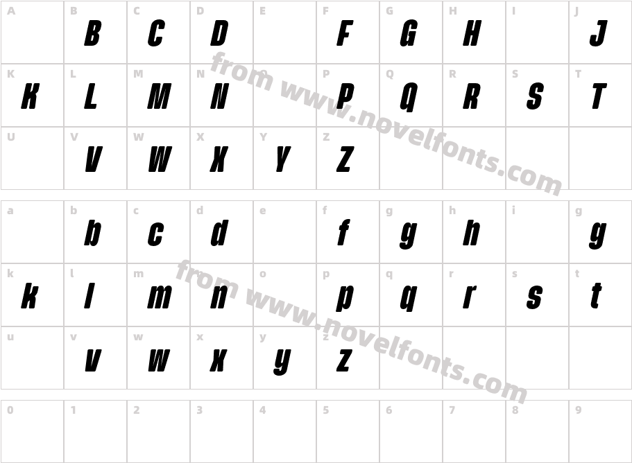 Pariphoom DEMO Black ItalicCharacter Map