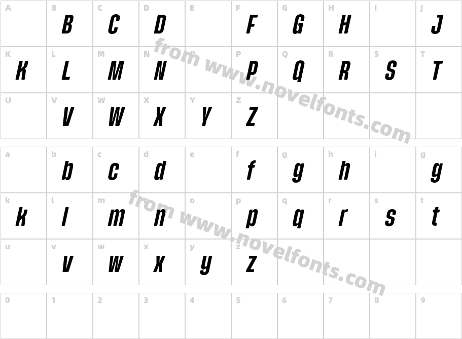 Pariphoom DEMO Bold ItalicCharacter Map