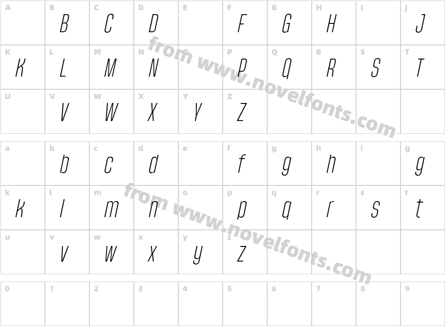 Pariphoom DEMO ExtraLight ItalicCharacter Map