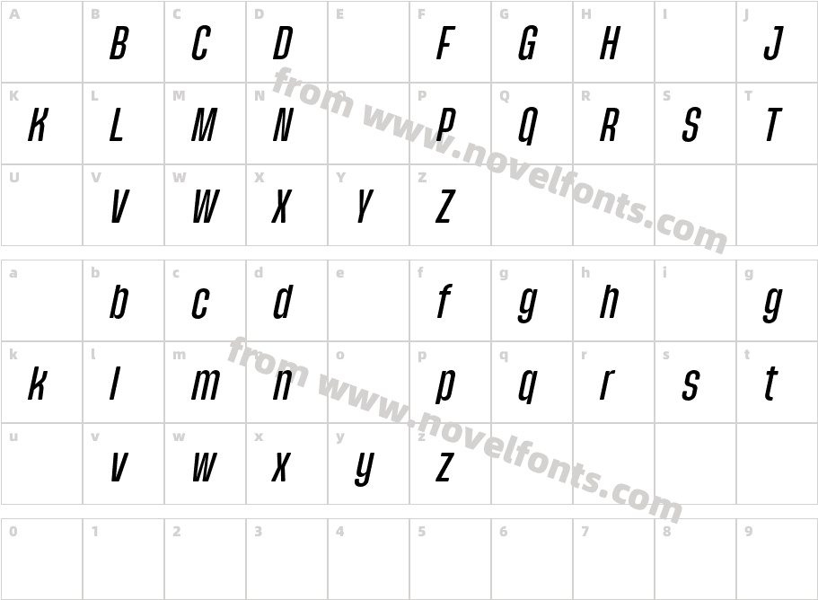 Pariphoom DEMO Medium ItalicCharacter Map