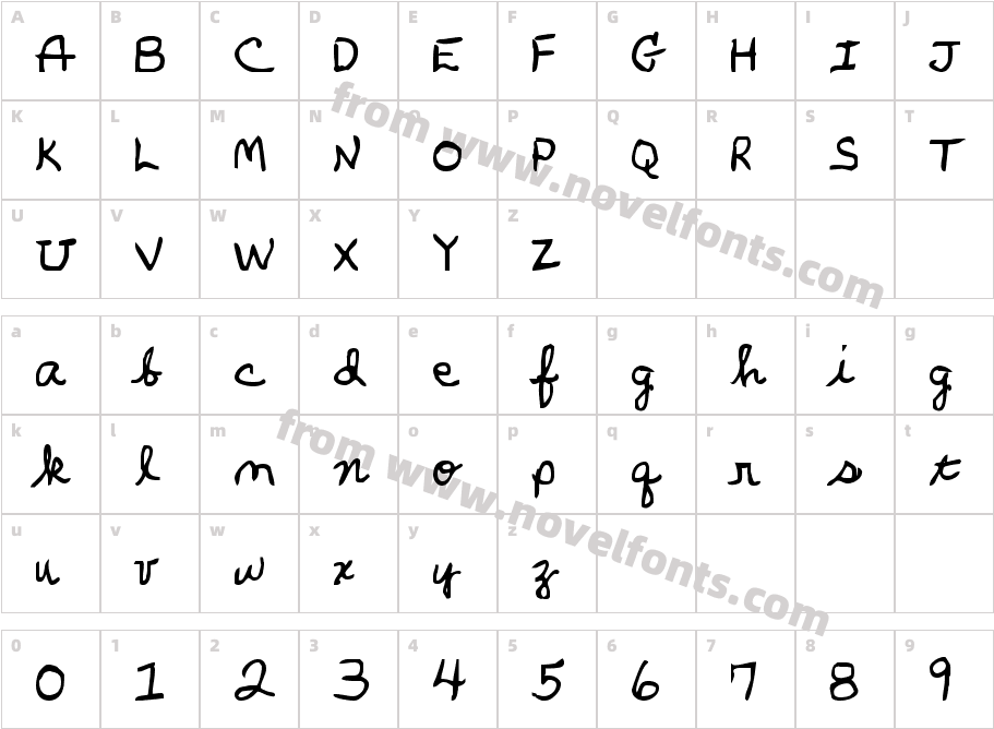 Parker's Hand BoldCharacter Map