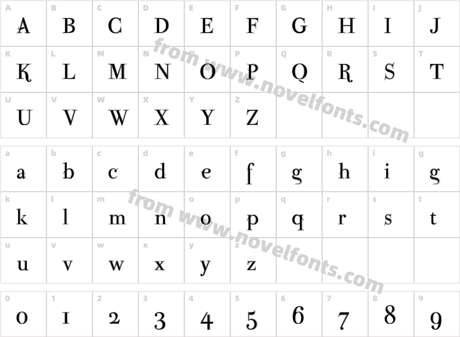 Parma Petit OutlineCharacter Map