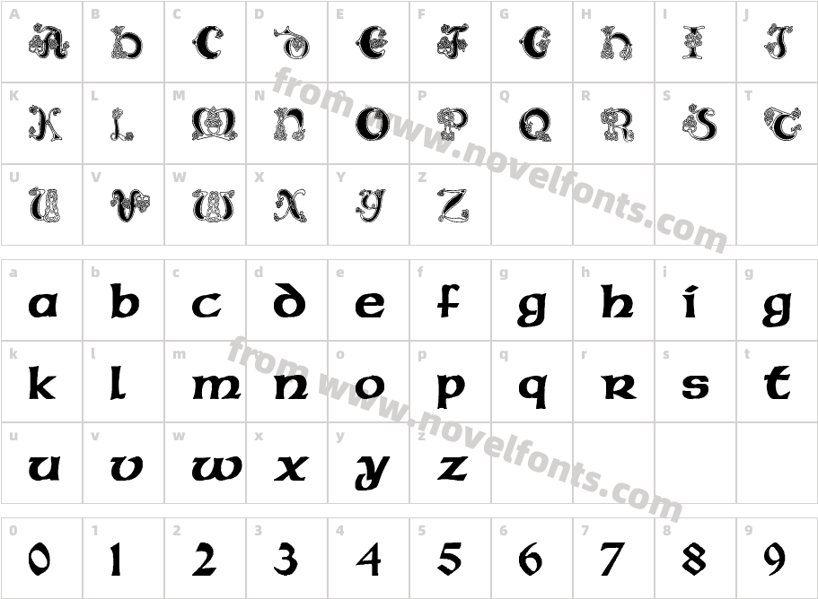 Pauls Celtic Font 2Character Map