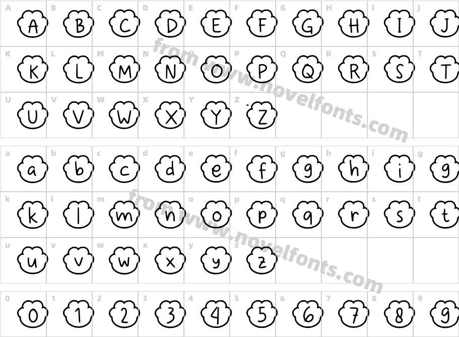 Paws Meow RegularCharacter Map