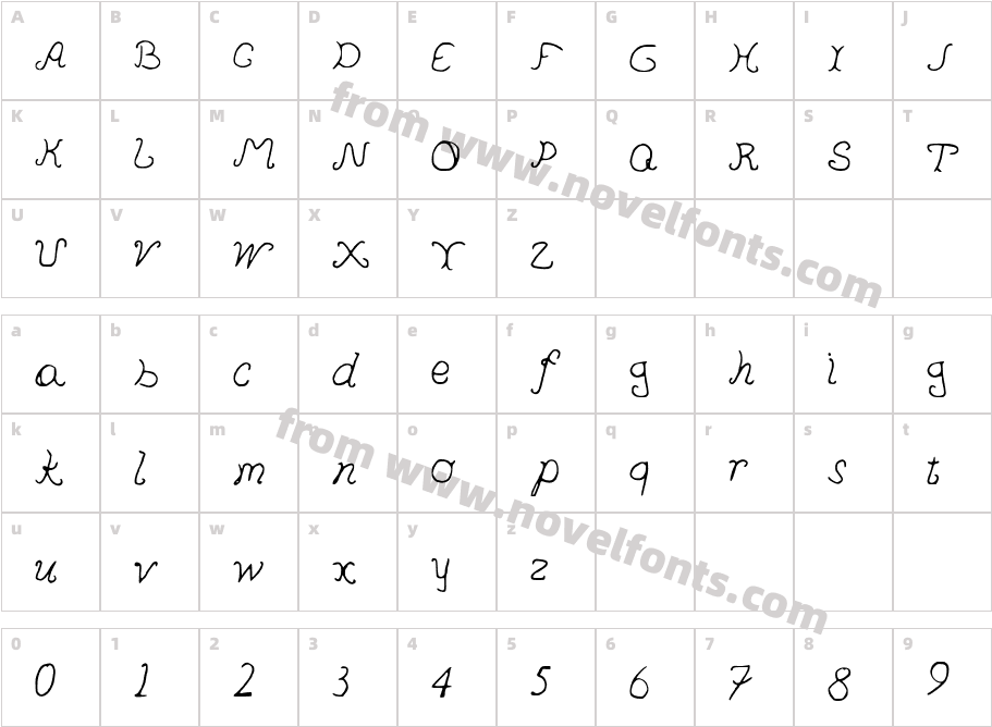 PedersenFont MediumCharacter Map