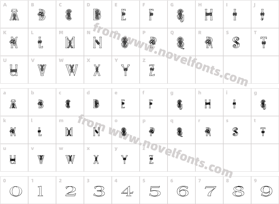 Pee's Celtic outlineCharacter Map