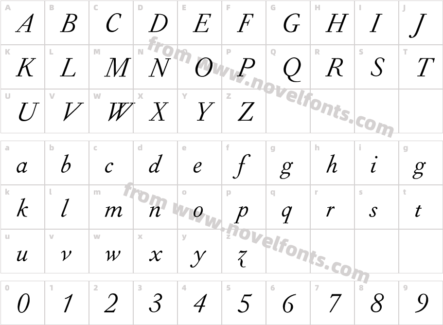 PeerGyntItalicCharacter Map