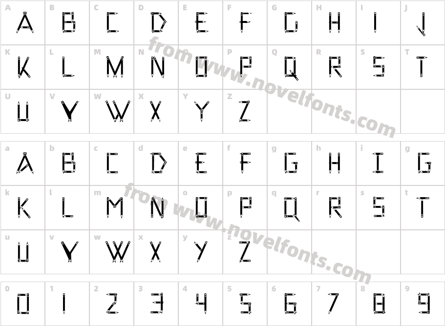 PencilInCharacter Map