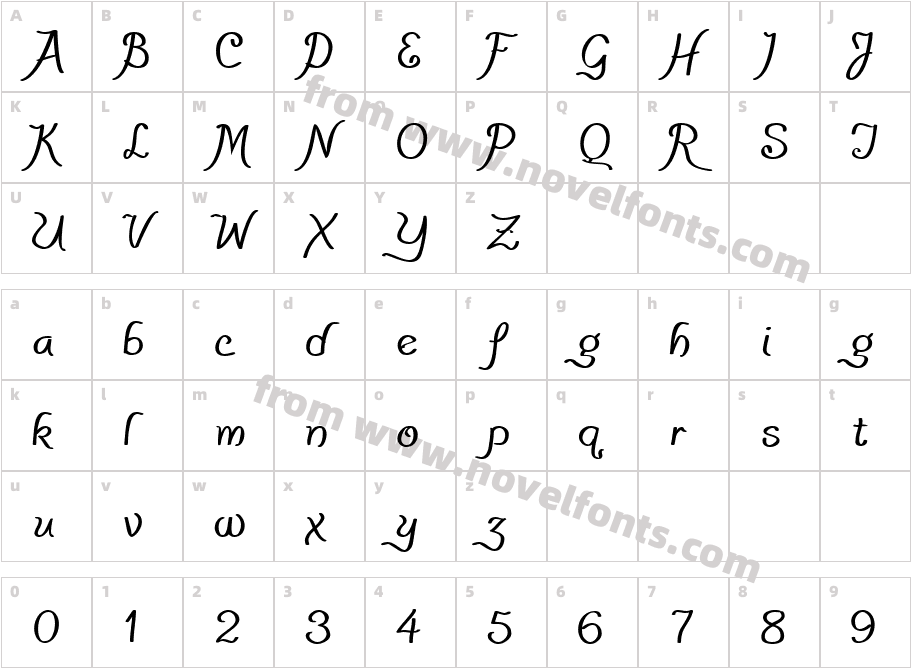 PensleCaligraf BoldCharacter Map