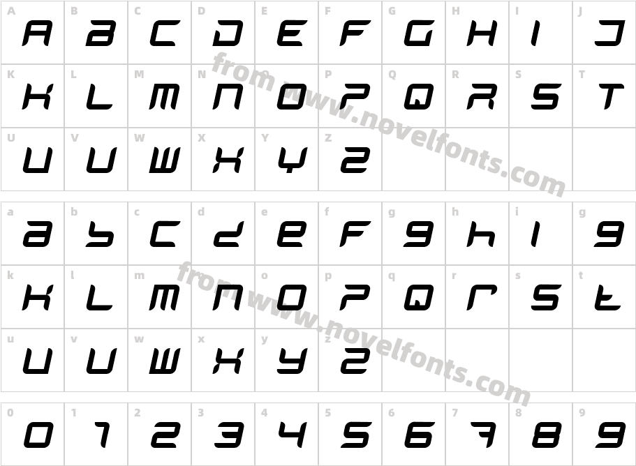 Phantom ItalicCharacter Map